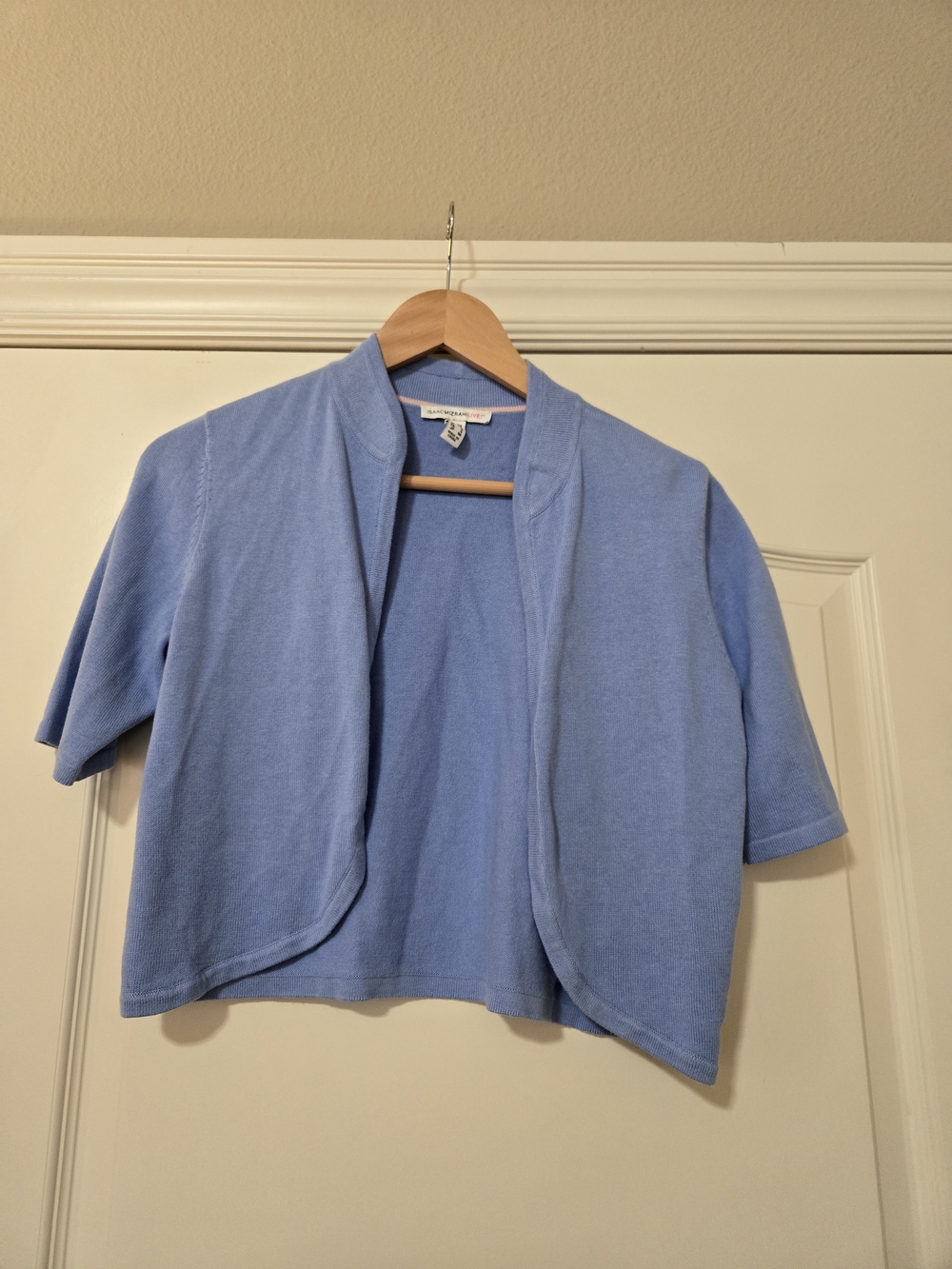 Isaac Mizrahi Light Blue Short-Sleeve Open Cardigan